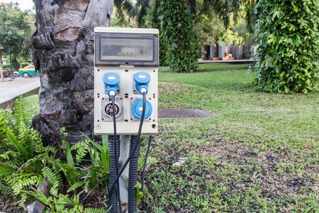 Power control cabinet in the garden .の写真素材