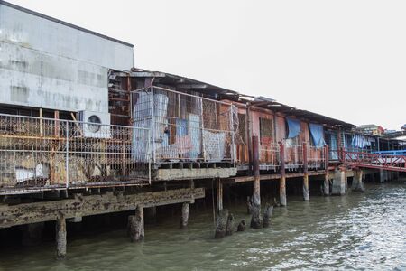 Waterfront old home in thailand travel.の写真素材