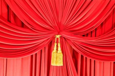 Red curtain of a classical theatre.の写真素材