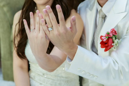 Wedding rings on newly married hands