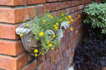 Detailed old red brick wall background textureの写真素材