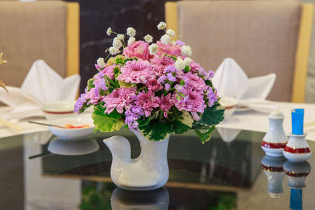 Bouquet of flowers in vase for the wedding.の写真素材