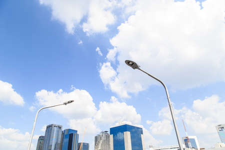 Street light abstract against blue sky.の写真素材
