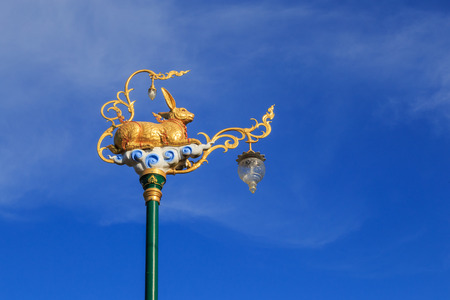 Lighting in the garden with blue sky.の写真素材