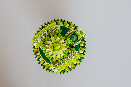 Thai wedding gift, Thai engagement traditional tray of gifts from groom to brideの写真素材