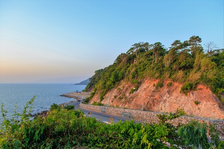 Curve Road on the Cliff by the Sea at Noen Nangphaya View Point , Chanthaburi