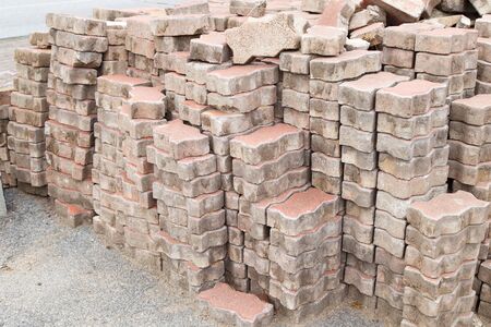 Stack of old cement brick