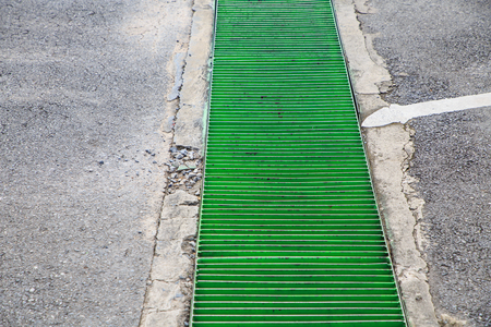 Steel grating water drain coverの写真素材