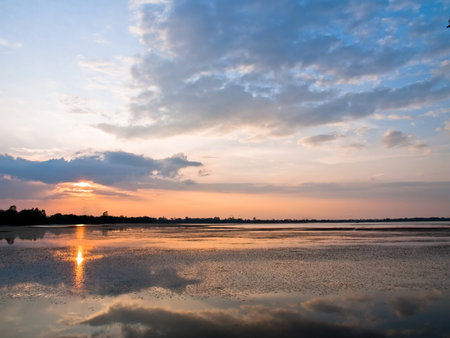 The sky in the evening on the waterfront の写真素材