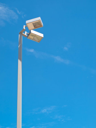 Rectangular street light against the sky.の写真素材