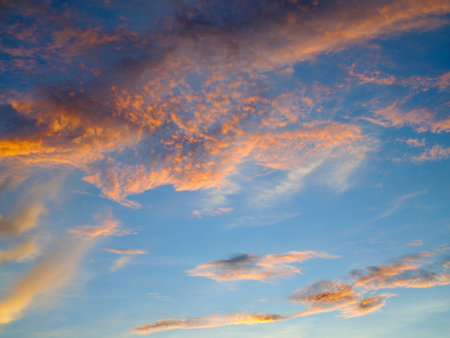 Many colors to light the evening sky.の写真素材