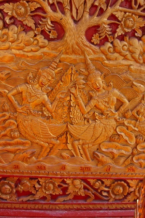 kinnaree female bird make with wood.の写真素材