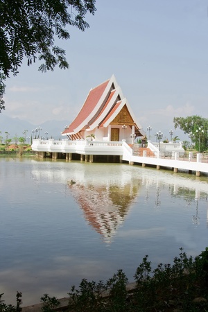 The libraly in temple on Prayao swamp at Wat Sri Khom khum,Prayao,Thailand.の写真素材