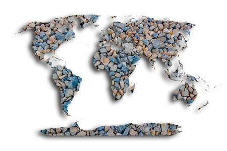 world map with stone texture の写真素材