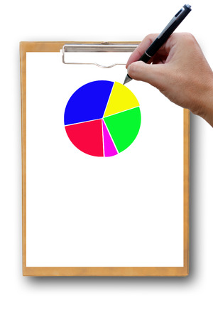 hand write clipboard circle graph の写真素材