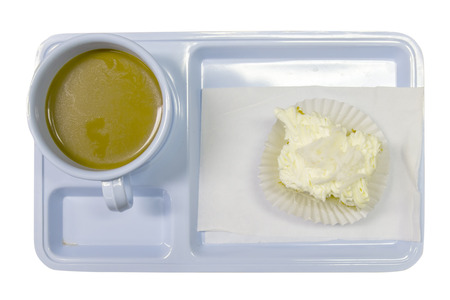 Hot cup of coffee with cake on isloated の写真素材