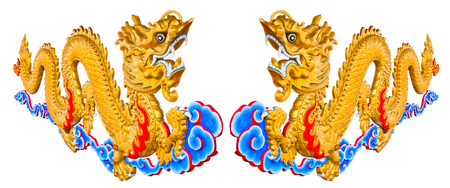 Twin Dragons on isolated background の写真素材