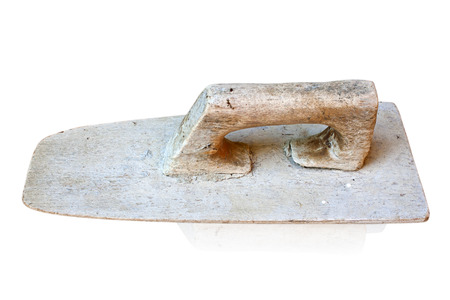 old wooden lute trowel on isolated の写真素材