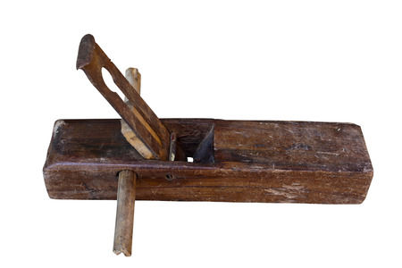 old vintage wooden rabbet plane on a white background の写真素材