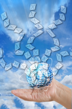 Hand Of humans and world show letters の写真素材