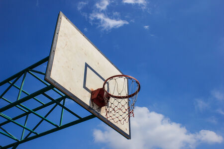 outdoor basketball hoop in the parkの写真素材