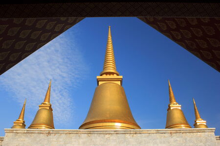 nine-end pagoda in the temple of marble pali (tripitaka) located at phutthamonthon district nakhon pathom province in thailandの写真素材