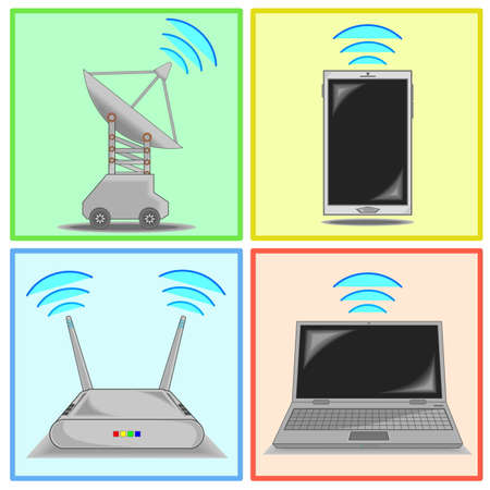 vector and illustration of connectivity icon from radar, smart phone, router and laptop