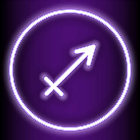 Astrology vector illustration abstract background Sagittarius is one of the 12 zodiac signs and is shown in a purple neon style. can be used to embellish the backdrop or publications in a variety of waysのイラスト素材