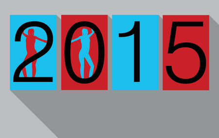 2015 dancing women holding the numbersのイラスト素材