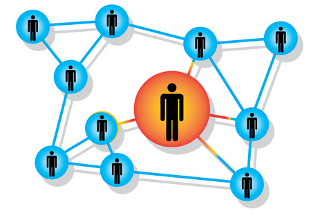 Infected person infecting others with connectionsのイラスト素材