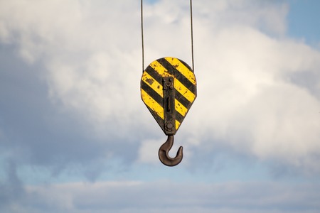 Crane hook with black and yellowの写真素材