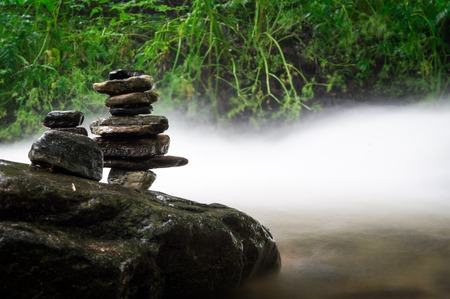 ZEN BALANCING ROCKS NEAR RIVER