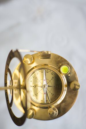 OLD COMPASS WITH SUN CLOCK FOR NAVAL ORIENTATION FOR CAPTAINの写真素材