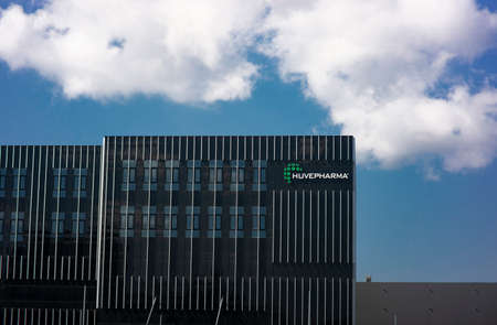 Razgrad, Bulgaria - 12-04-2022: Outside view of the Bulgarian pharmaceutical company Huvepharma with president Kiril Domuschiev. 4k Video stabilizedのeditorial素材