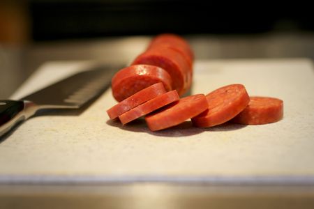 Sliced Pepperoniの写真素材