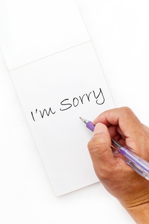 sorry hand write writing writing note noteの写真素材