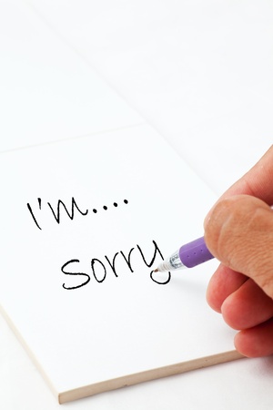 i am sorry hand write writing writing note noteの写真素材