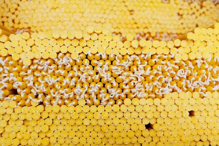 Yellow candles at storeの写真素材