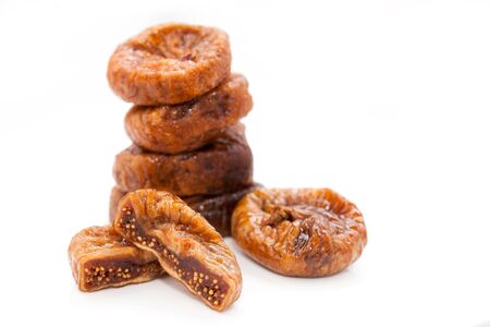 Dried figs isolated on a white backgroundの写真素材