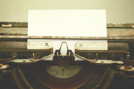 Antique Typewriter. Vintage Typewriter Machine Closeup Photo.の写真素材