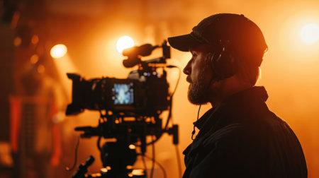 a film director directing a movie scene generative aiの素材
