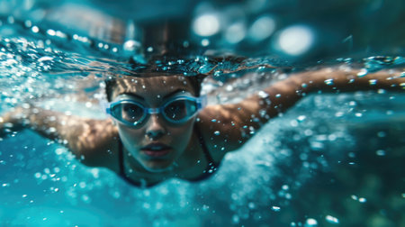 Synchronized swimmer in a graceful underwater routine generative aiの素材