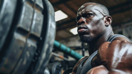 powerlifter preparing for a heavy lift generative aiの素材