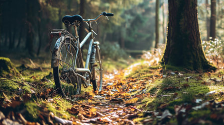 bicycle in a forest generative aiの素材