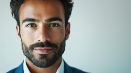 Close-up of a focused professional, radiating confidence and determination. generative aiの素材