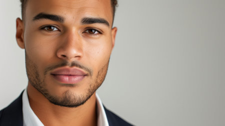 Close-up of a focused professional, radiating confidence and determination. generative aiの素材