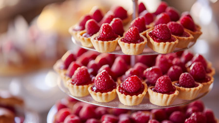 Heart-shaped tarts with raspberry filling generative aiの素材