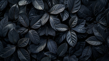Black abstract leaf textures tropical leaves background. generative aiの素材