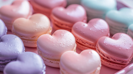 heart-shaped macarons with a glossy finish generative aiの素材