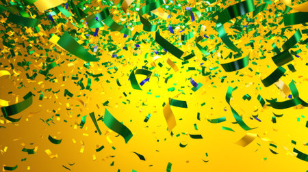 Brazilian decoration, with confetti and colors of the country generative aiの素材